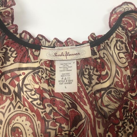 Sushi Flowers Paisley Print Sheer Blouse Large - Picture 4 of 7